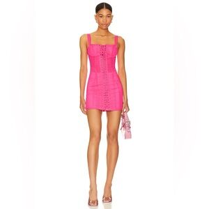 missie wrap front dress in pink metallic Superdown Missie Wrap Dress